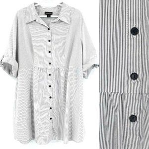Lane Bryant Pinstripe Button Up Tunic Top